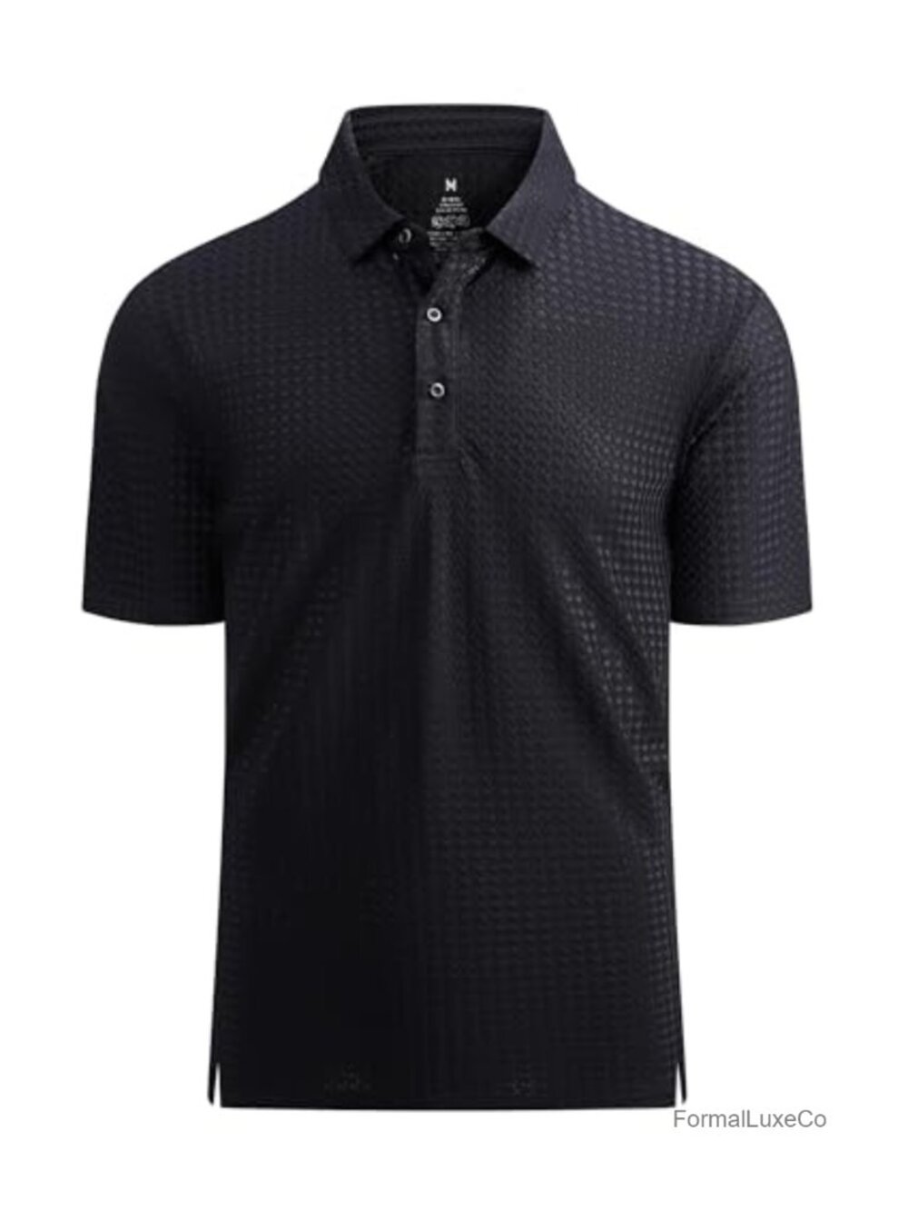 Men's Bubble Jacquard Short Sleeve Polo Shirt Stretch Casual